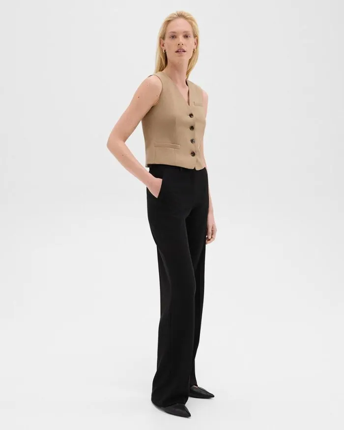 Blazers Jackets Women Theory Slim Vest In Sleek Flannel New Camel