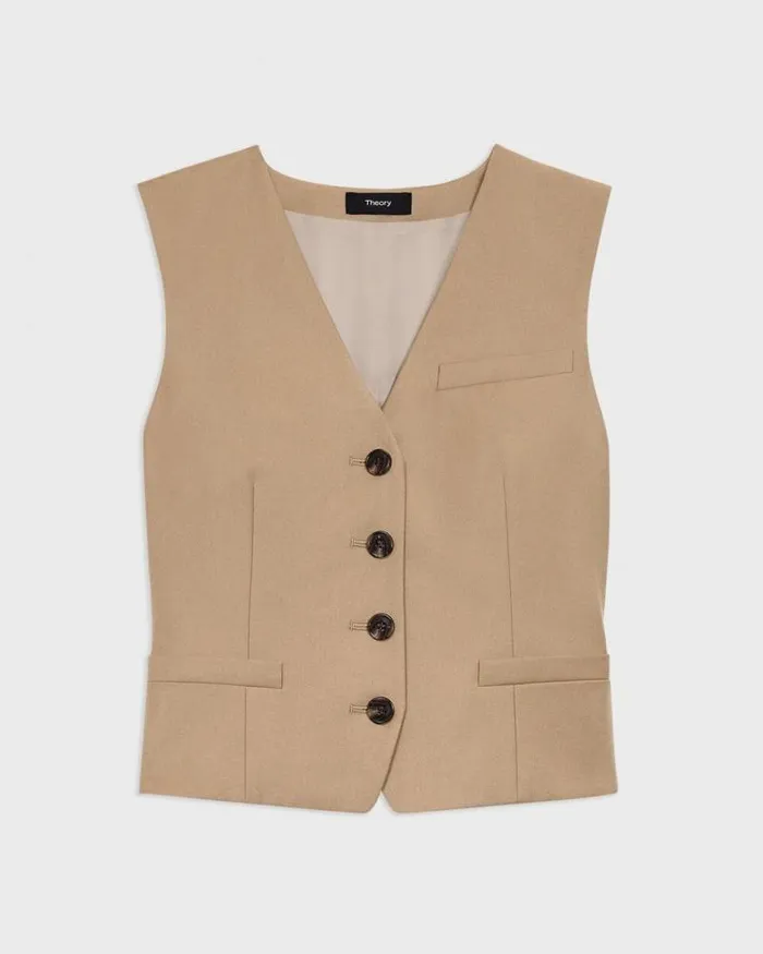 Blazers Jackets Women Theory Slim Vest In Sleek Flannel New Camel