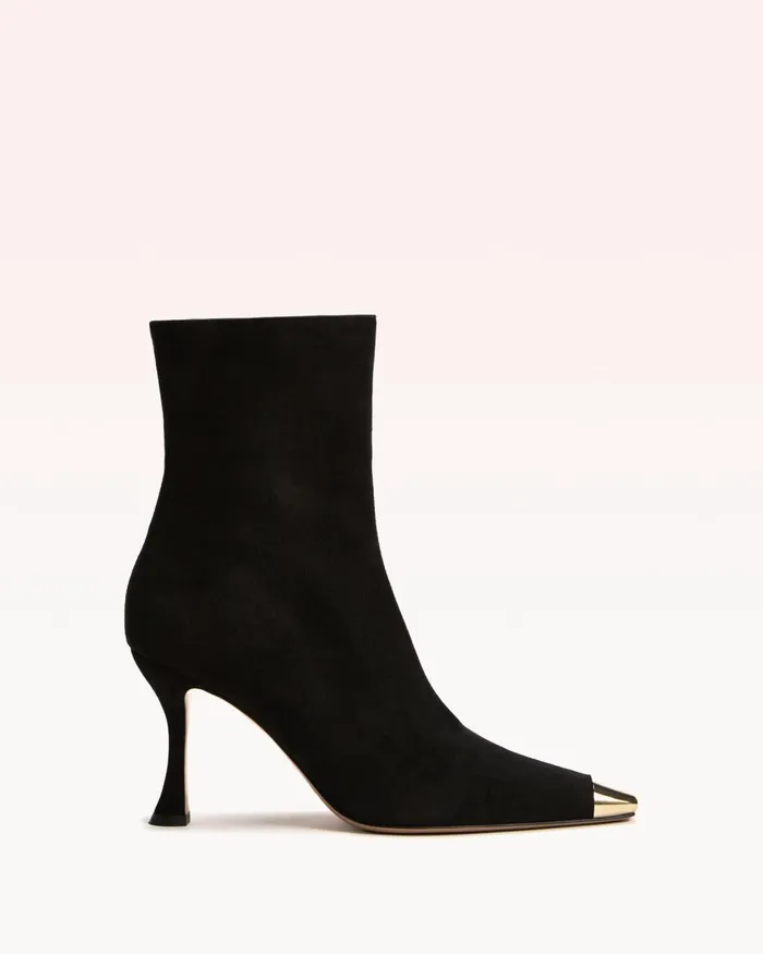 Boots Women Alexandre Birman Black Suede Bootie 8211 Olivia Retro Bootie 8211 Designer Boots For 8211 Square Toe Boots Black