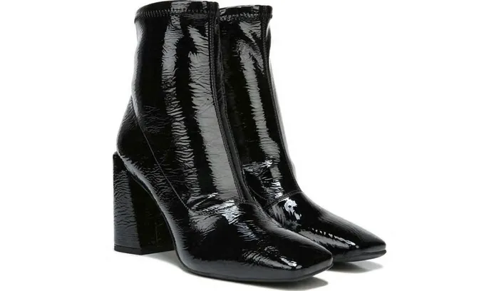 Boots Women Franco Sarto Franco Harmond Block Heel Bootie Black Patent