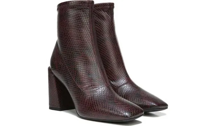 Boots Women Franco Sarto Franco Harmond Block Heel Bootie Bordeaux Faux Snake Leather