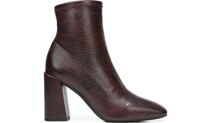 Boots Women Franco Sarto Franco Harmond Block Heel Bootie Bordeaux Faux Snake Leather