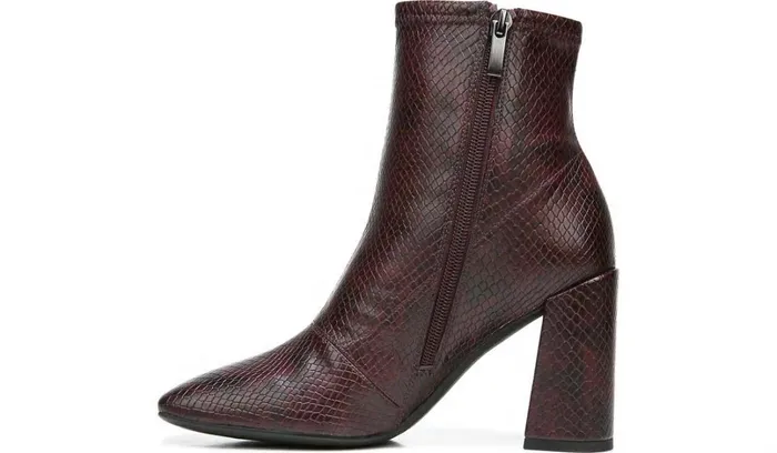 Boots Women Franco Sarto Franco Harmond Block Heel Bootie Bordeaux Faux Snake Leather