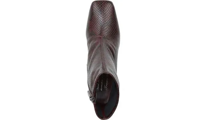 Boots Women Franco Sarto Franco Harmond Block Heel Bootie Bordeaux Faux Snake Leather