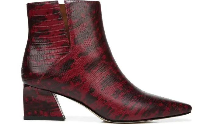Boots Women Franco Sarto Franco Sandria Block Heel Bootie Wine Snake Print Leather