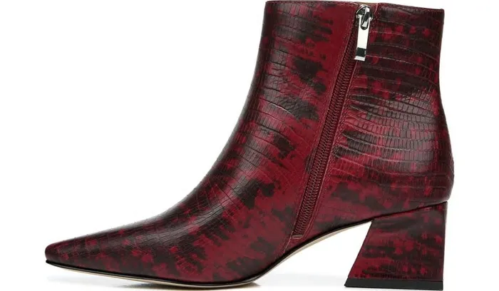Boots Women Franco Sarto Franco Sandria Block Heel Bootie Wine Snake Print Leather