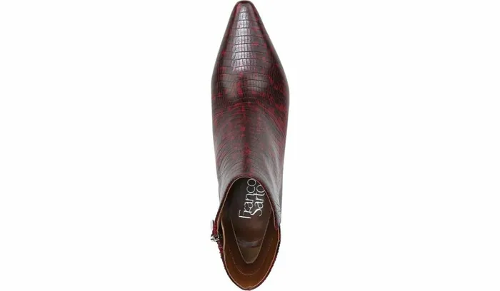 Boots Women Franco Sarto Franco Sandria Block Heel Bootie Wine Snake Print Leather