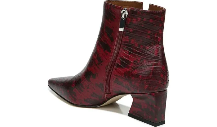 Boots Women Franco Sarto Franco Sandria Block Heel Bootie Wine Snake Print Leather