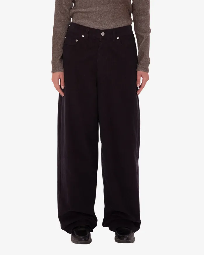 BOTTOMS LEAH BAGGY 2TONE CORD PANT Wine Multi 8211 OBEY Clothing Women