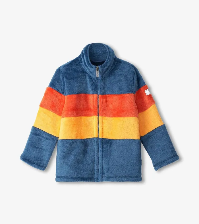 Boys Colour Block Fuzzy Fleece ZipUp Jacket Hatley
