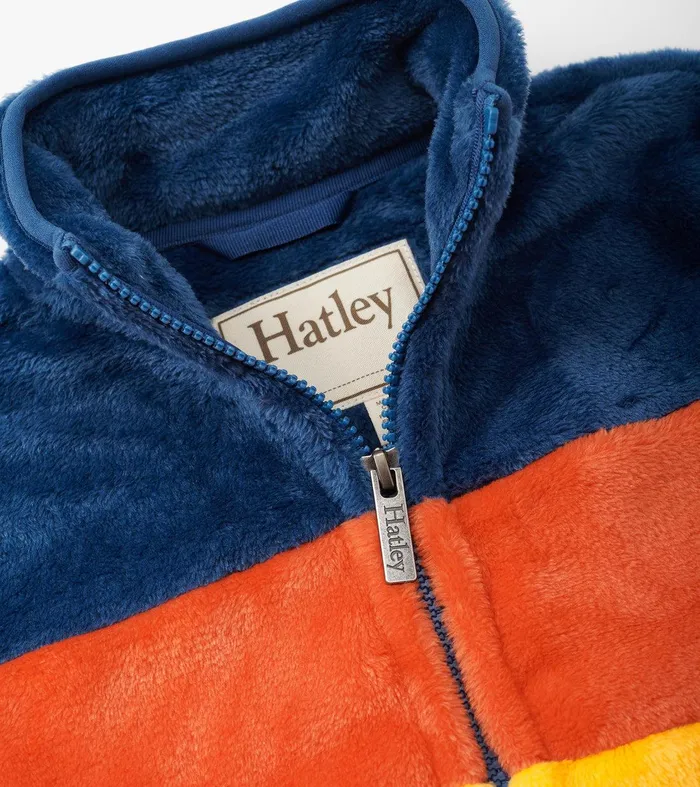 Boys Colour Block Fuzzy Fleece ZipUp Jacket Hatley