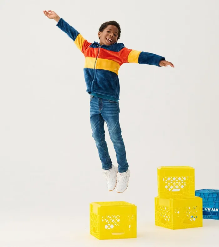 Boys Colour Block Fuzzy Fleece ZipUp Jacket Hatley