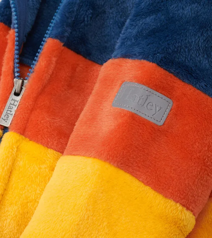 Boys Colour Block Fuzzy Fleece ZipUp Jacket Hatley