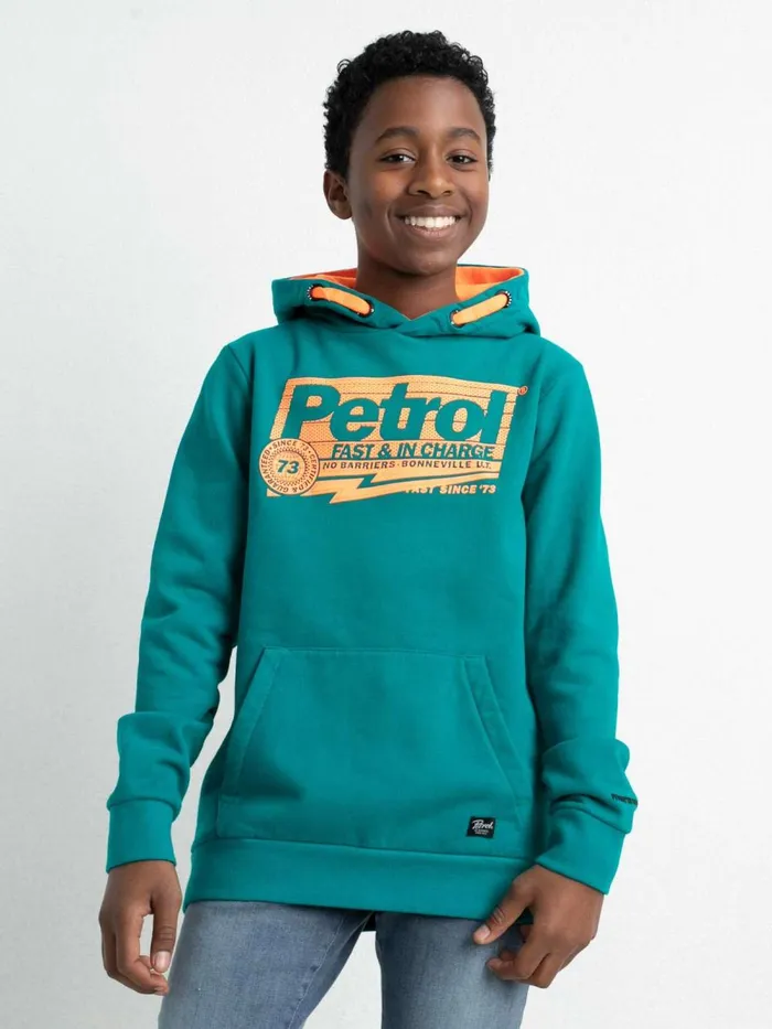 Boys Knits and Sweats Petrol Industries Hoodie With Logo Artwork Green Coral