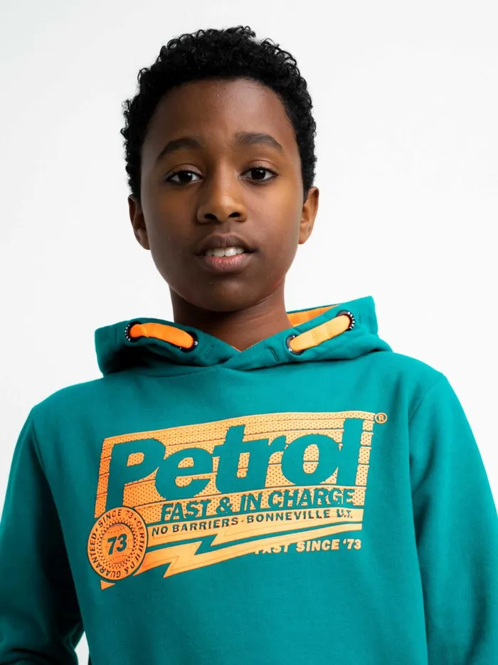 Boys Knits and Sweats Petrol Industries Hoodie With Logo Artwork Green Coral