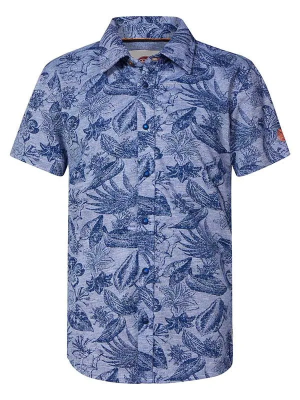 Boys Shirts Petrol Industries ShortSleeved Shirt With Flower Print Imperial Blue