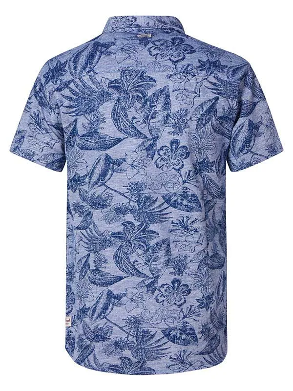 Boys Shirts Petrol Industries ShortSleeved Shirt With Flower Print Imperial Blue