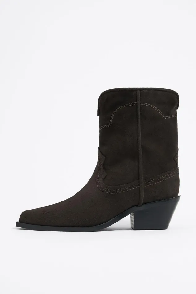 Brown Split Leather Cowboy Ankle Boot Dark Brown Women Bimba Y Lola Ankle Boots And Boots