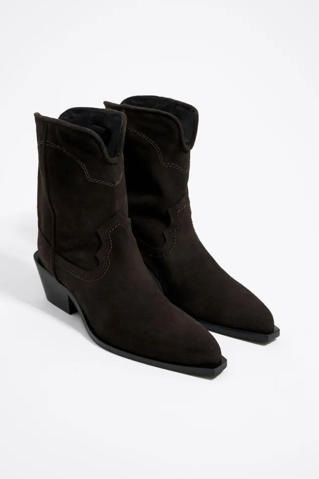 Brown Split Leather Cowboy Ankle Boot Dark Brown Women Bimba Y Lola Ankle Boots And Boots