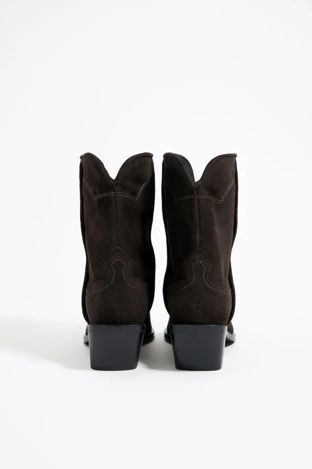 Brown Split Leather Cowboy Ankle Boot Dark Brown Women Bimba Y Lola Ankle Boots And Boots