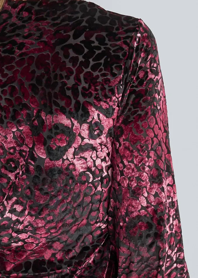 BURNOUT VELVET TOP Burgundy and Black Women VENUS Night Out Tops