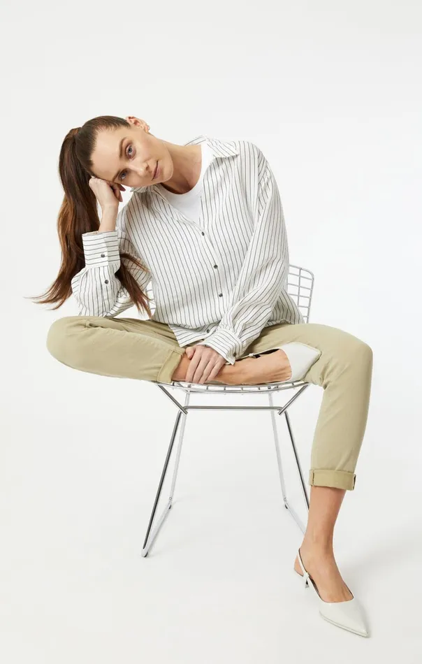 ButtonUp Long Sleeve Shirt In Black Stripe Women Mavi Jeans Shirts ButtonUp Long Sleeve Shirt In Black Stripe Women Mavi Jeans Shirts
