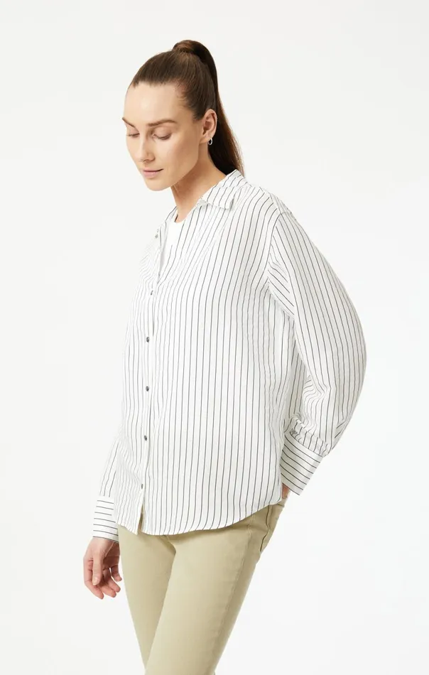 ButtonUp Long Sleeve Shirt In Black Stripe Women Mavi Jeans Shirts ButtonUp Long Sleeve Shirt In Black Stripe Women Mavi Jeans Shirts
