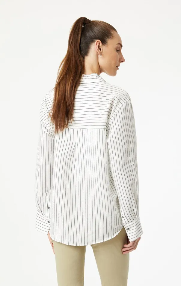 ButtonUp Long Sleeve Shirt In Black Stripe Women Mavi Jeans Shirts ButtonUp Long Sleeve Shirt In Black Stripe Women Mavi Jeans Shirts
