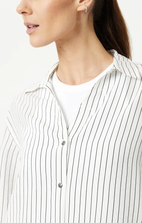 ButtonUp Long Sleeve Shirt In Black Stripe Women Mavi Jeans Shirts ButtonUp Long Sleeve Shirt In Black Stripe Women Mavi Jeans Shirts