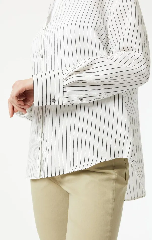 ButtonUp Long Sleeve Shirt In Black Stripe Women Mavi Jeans Shirts ButtonUp Long Sleeve Shirt In Black Stripe Women Mavi Jeans Shirts