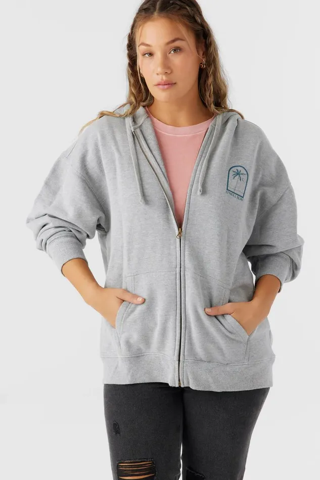 BYRON HOODED OVERSIZED ZIP FLEECE JACKET Heather Grey Women O039NEILL Collections