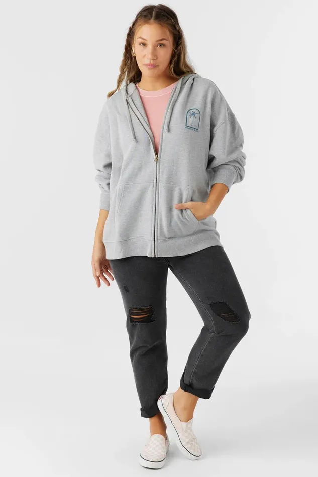 BYRON HOODED OVERSIZED ZIP FLEECE JACKET Heather Grey Women O039NEILL Collections