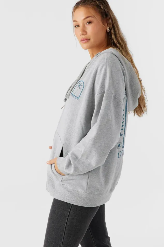 BYRON HOODED OVERSIZED ZIP FLEECE JACKET Heather Grey Women O039NEILL Collections
