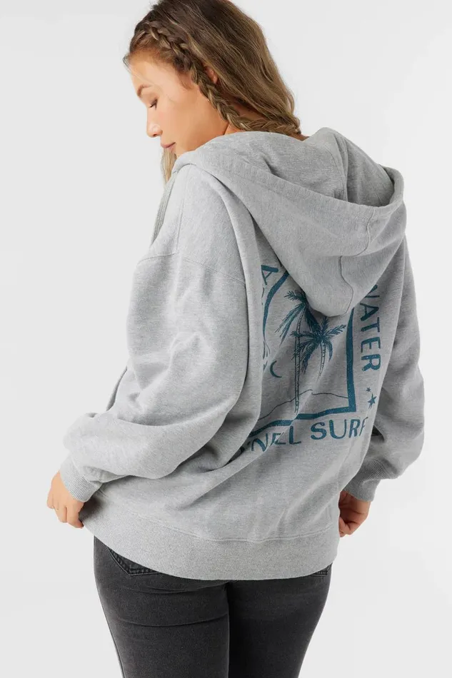 BYRON HOODED OVERSIZED ZIP FLEECE JACKET Heather Grey Women O039NEILL Collections