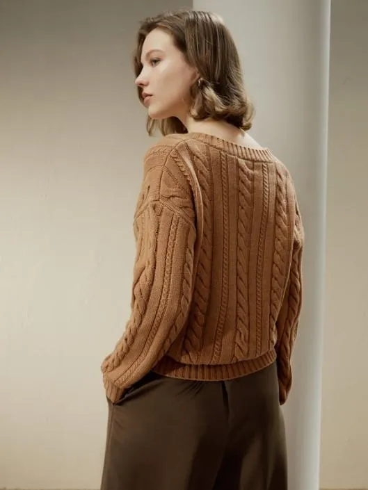 CableKnit WoolCashmere Blend Sweater Women Lilysilk Knitwear