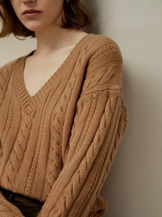 CableKnit WoolCashmere Blend Sweater Women Lilysilk Knitwear
