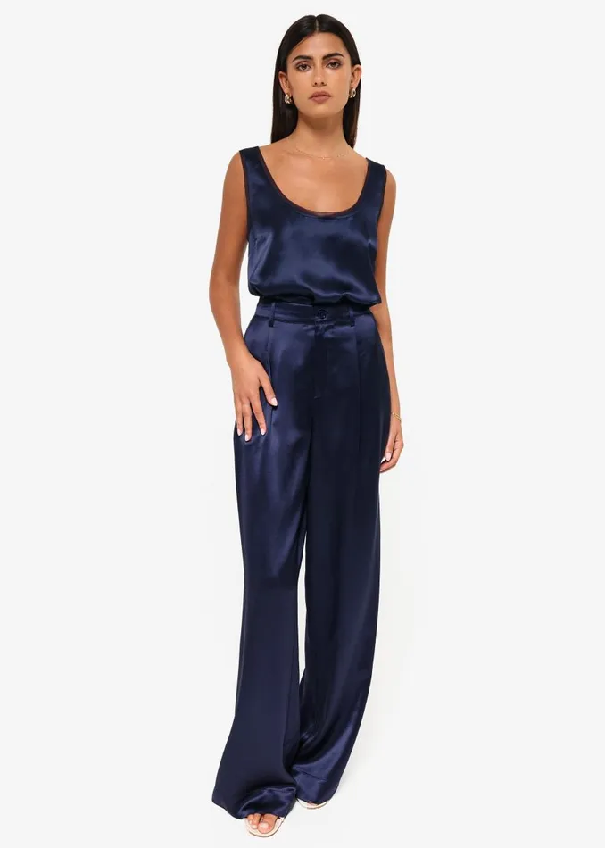 CAMI NYC Camisoles Women Nilou Chiffon Trim Camisole Navy