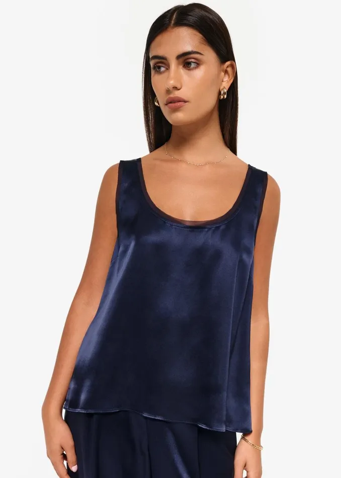 CAMI NYC Camisoles Women Nilou Chiffon Trim Camisole Navy
