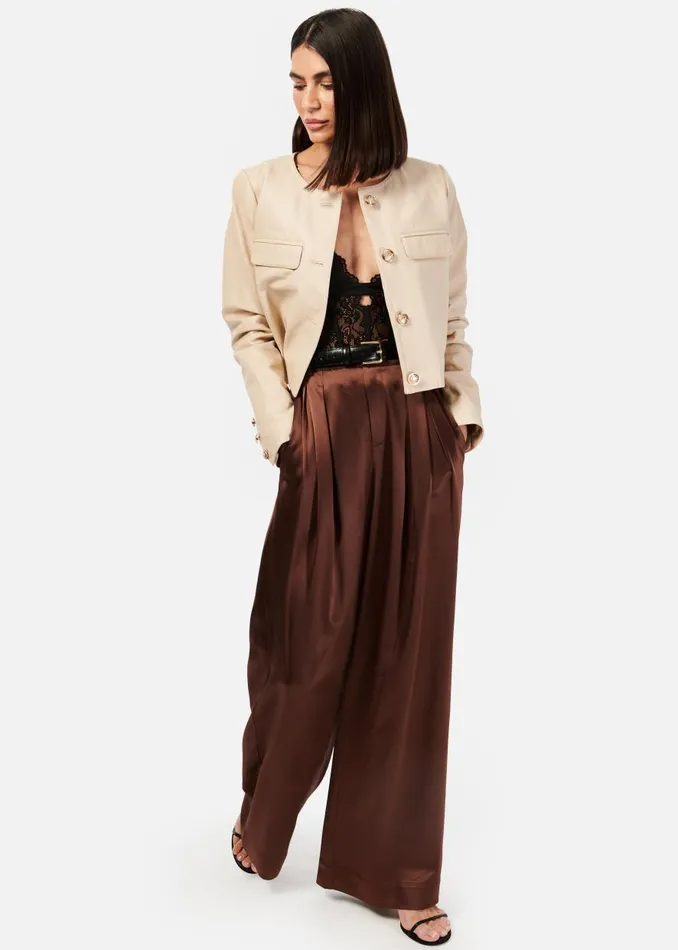 CAMI NYC Jackets and Blazers Women Ludmilla Genuine Leather Jacket Scallop