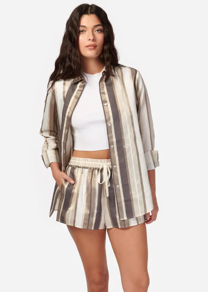 CAMI NYC Tops and Sweaters Women Malta Metallic Linen Top Dune