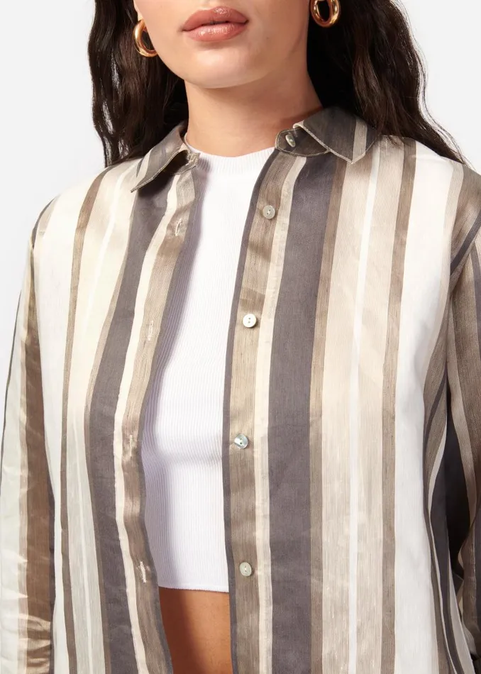CAMI NYC Tops and Sweaters Women Malta Metallic Linen Top Dune