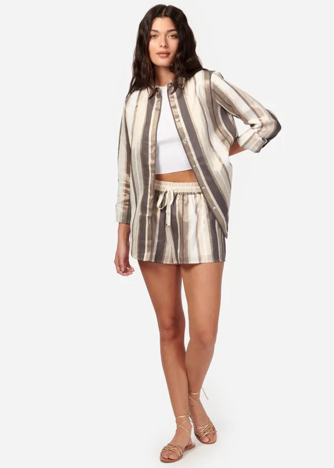 CAMI NYC Tops and Sweaters Women Malta Metallic Linen Top Dune