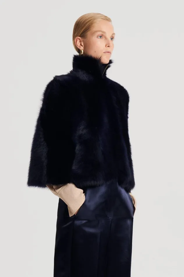 Capes Women Scanlan Theodore TOSCANA CAPE Navy Capes Women Scanlan Theodore TOSCANA CAPE Navy