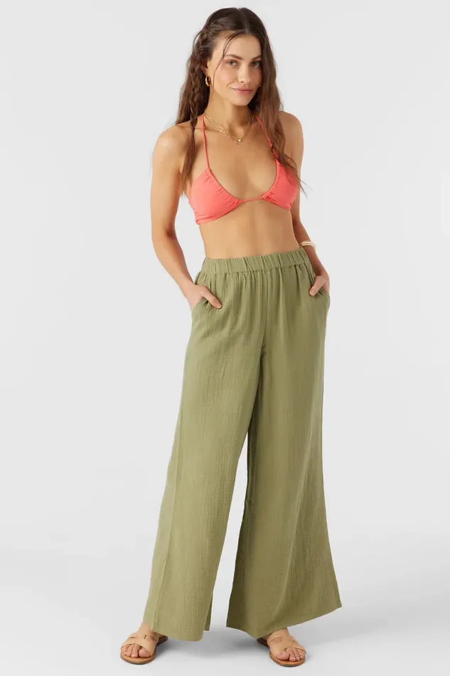 CARALEE DOUBLE GAUZE PANTS Oil Green Women O039NEILL Collections