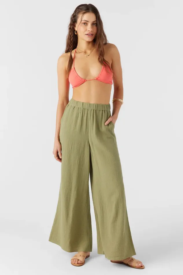 CARALEE DOUBLE GAUZE PANTS Oil Green Women O039NEILL Collections