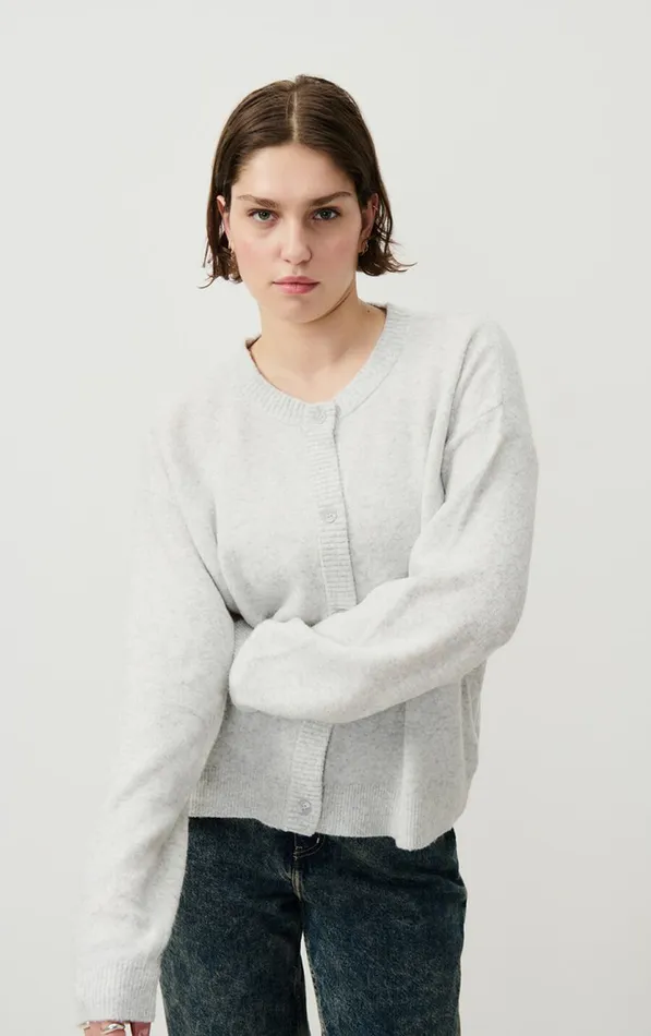 Cardigan Damsville Heather Grey Women American Vintage Jumpers and Cardigans
