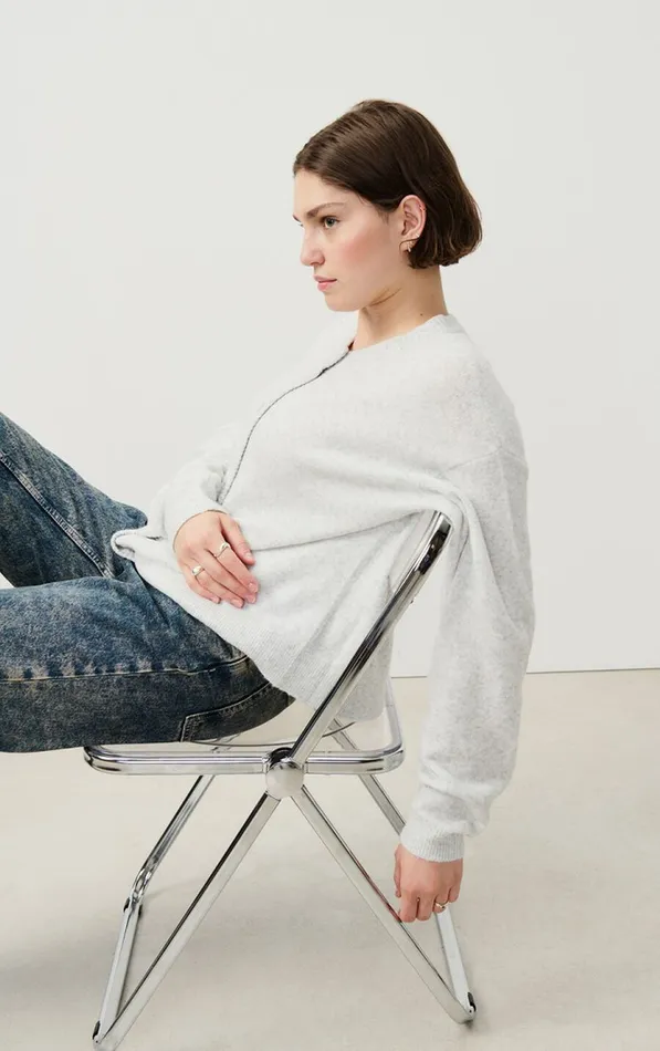 Cardigan Damsville Heather Grey Women American Vintage Jumpers and Cardigans