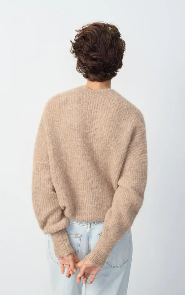 Cardigan East Melange Beige Women American Vintage Jumpers and Cardigans