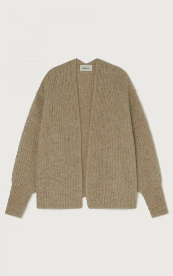 Cardigan East Melange Beige Women American Vintage Jumpers and Cardigans