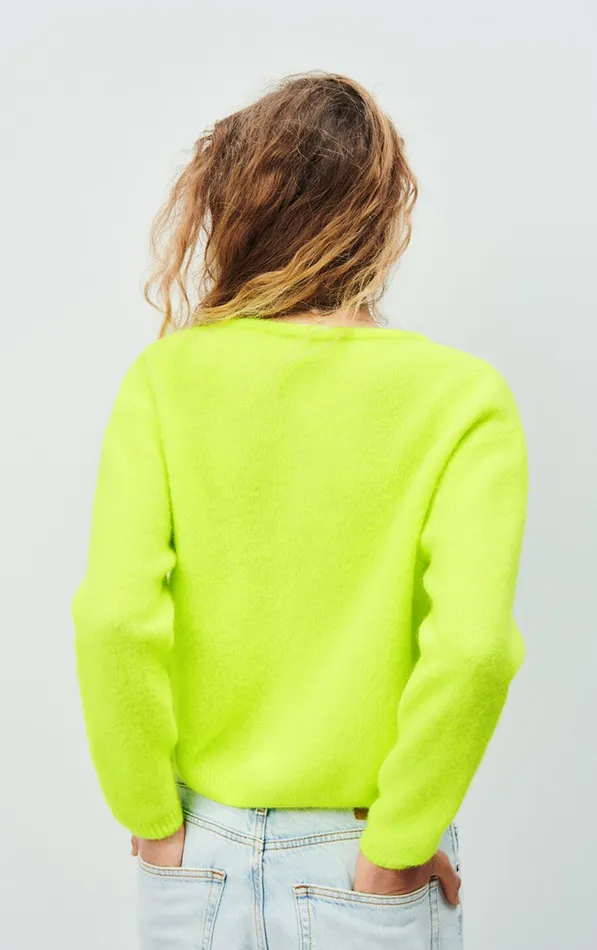 Cardigan Vitow Fluorescent Yellow Melange Women American Vintage Jumpers and Cardigans Cardigan Vitow Fluorescent Yellow Melange Women American Vintage Jumpers and Cardigans